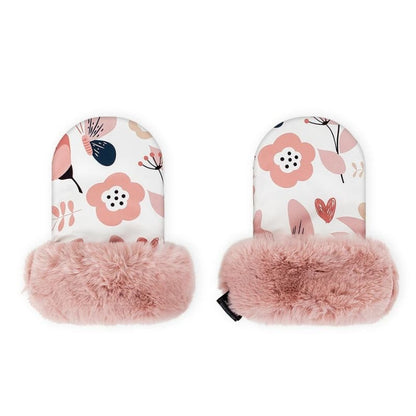 Manchon-de-Poussette-Hiver-Double-rose-fleurs-gant