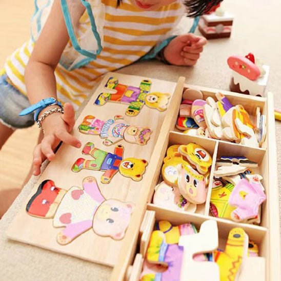 Jouet bois - puzzle dressing - baby4lifestore