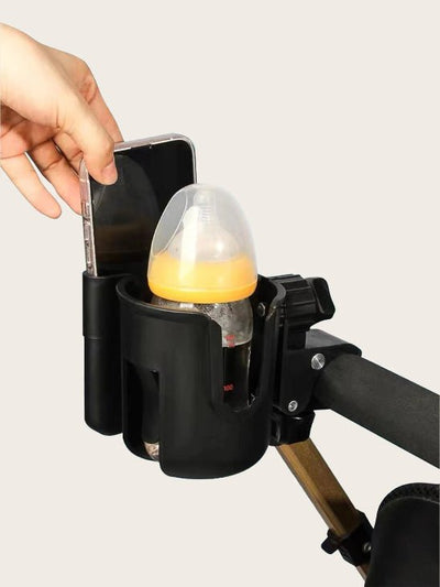 Porte-Gobelet Poussette 2 en 1 – Support Boisson & Téléphone, Rotation 360°